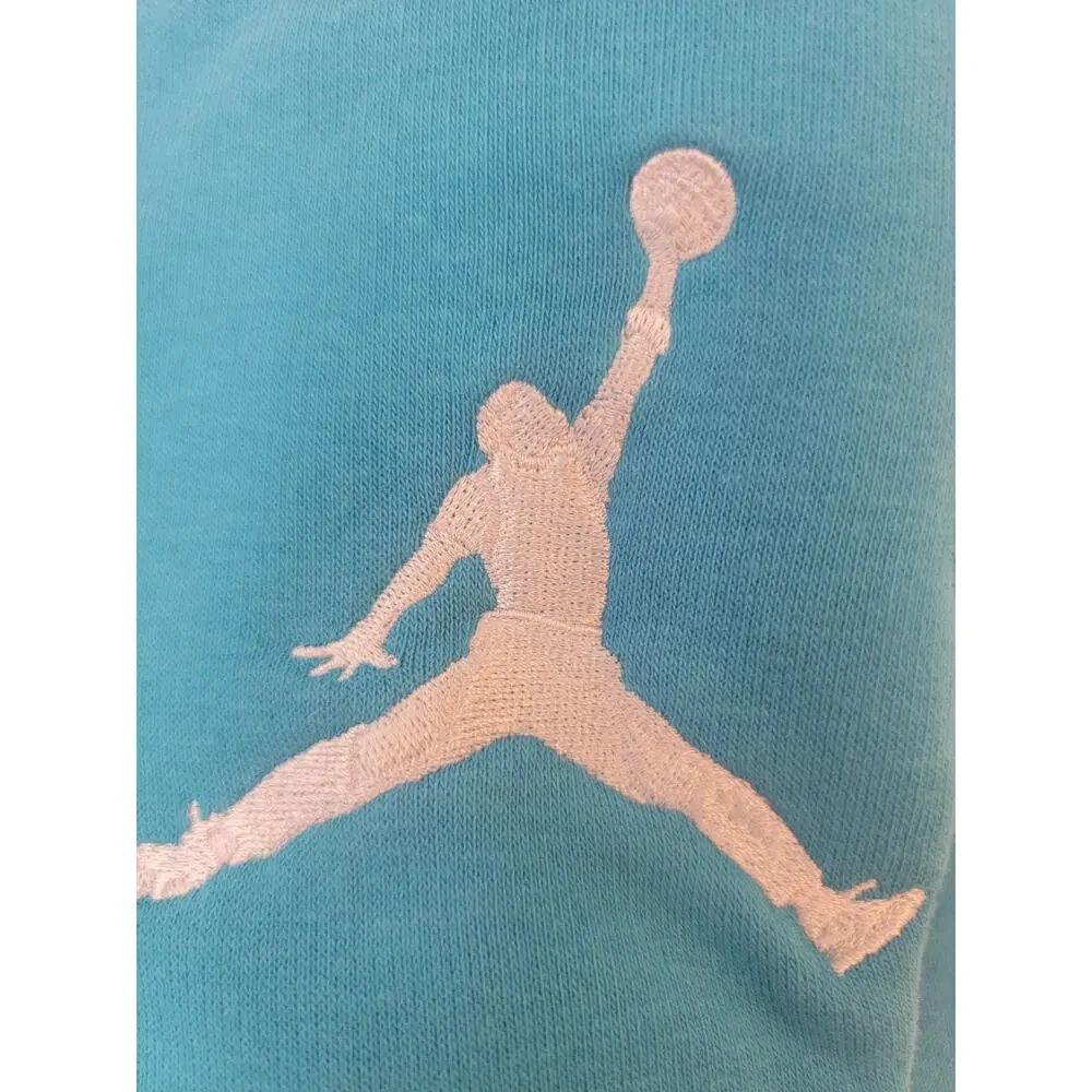 Jordan Jumpman Varsity Bomber Mens Hoodie Jacket Small Teal Blue Grey Snap Front